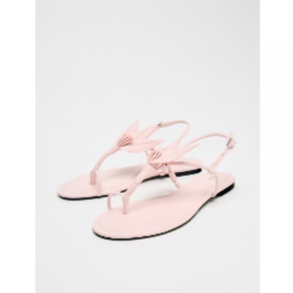 Zara Flat thong sandals with flower embellishment pink - Picture 6 of 15